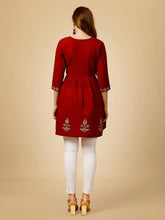 Red Embroidered Women Top-1050